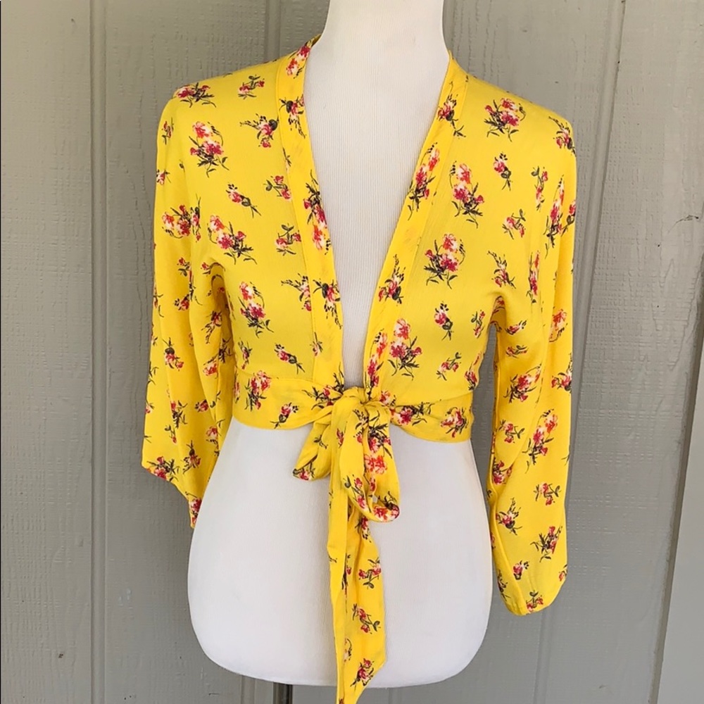 Plant Blue - Blue Life Brand Yellow Crop Wrap Top